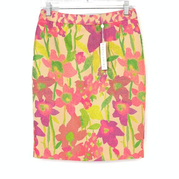 Trina Turk Women's Size 0 Bright Floral Print Pencil Skirt Multicolor NWT - Picture 1 of 7